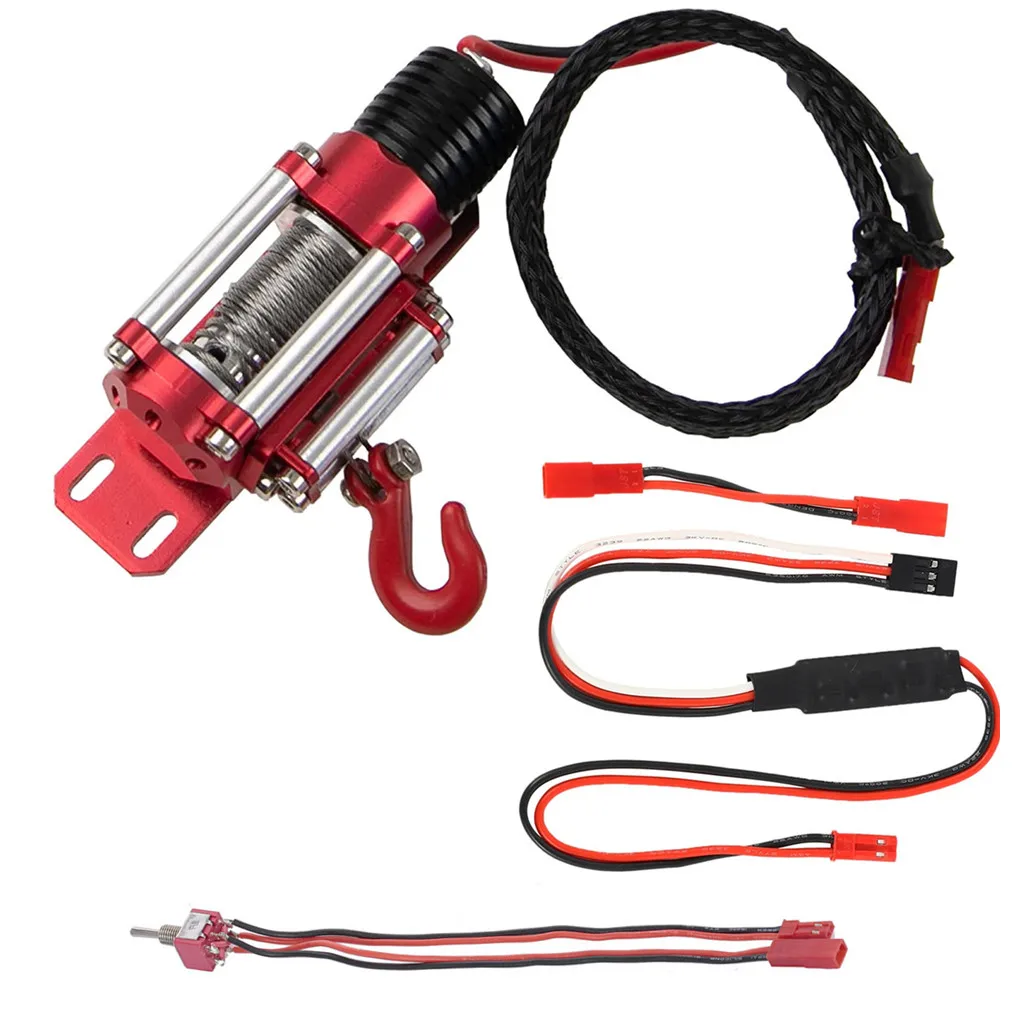 RC Car Wired Automatic Simulated Winch with Connecting Line Manual Controller for 1:10 RC Crawler Car Axial SCX10 Upgrade Parts