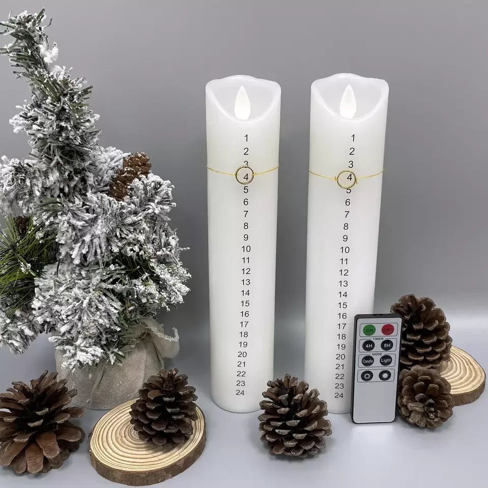New Arrival Home Decoration Christmas 1-24 Countdown Christmas Calendar Remote Control Decorative LED Candles