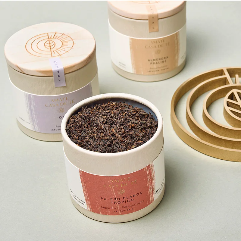 Custom Jar Tube Packaging Biodegradable Tea Kraft Paper Cardboard Tube For Powder With Customized Lid