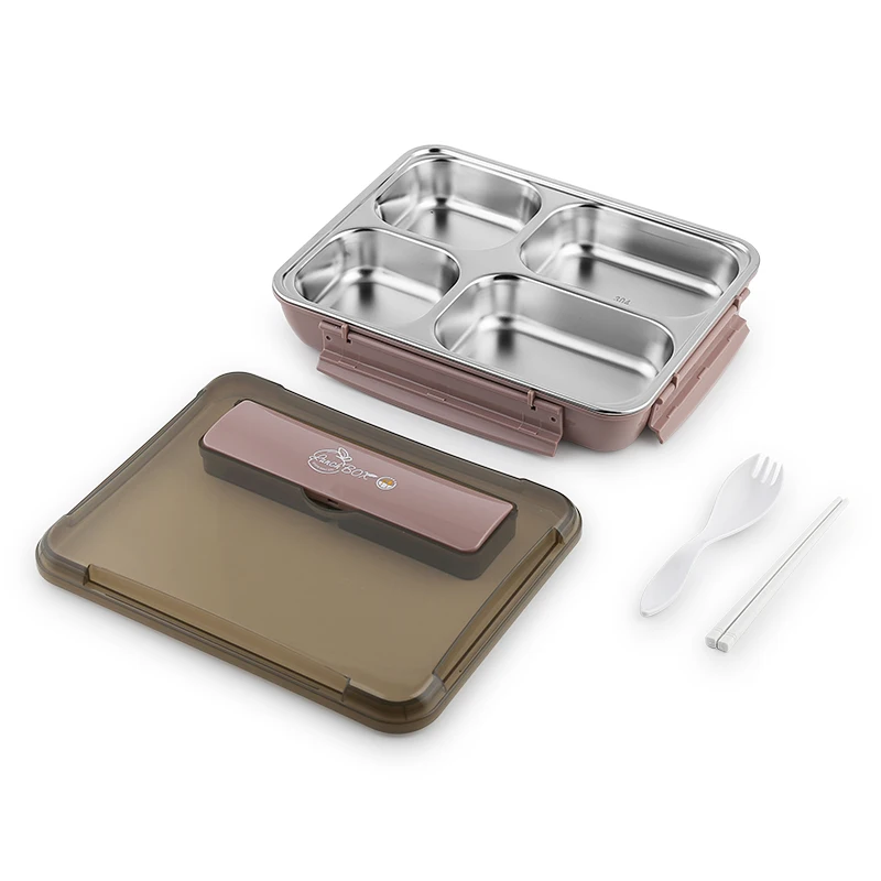
Airtight leakproof compartment bento Stainless Steel Food Storage Container Picnic Tiffin Lunch Box Camping With Bag & Cutlery 