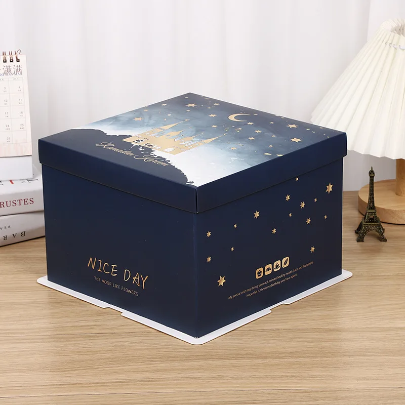 Wholesale high quality colorful paper cake box custom cake packaging with handle