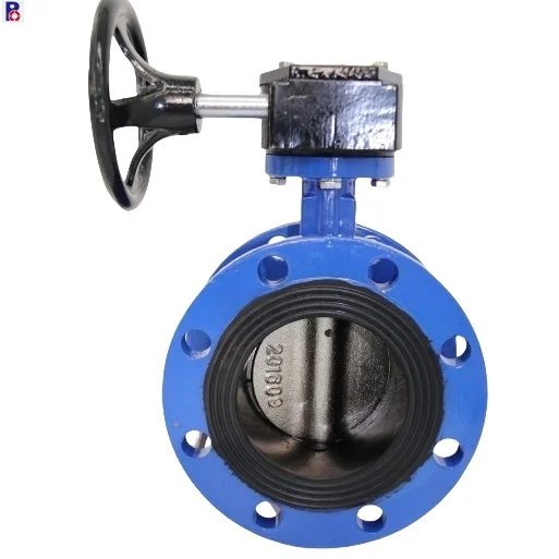 Competitive product  price DI body  stainless steel disc PN16  gear worm rubber seat test111 double flange butterfly valve