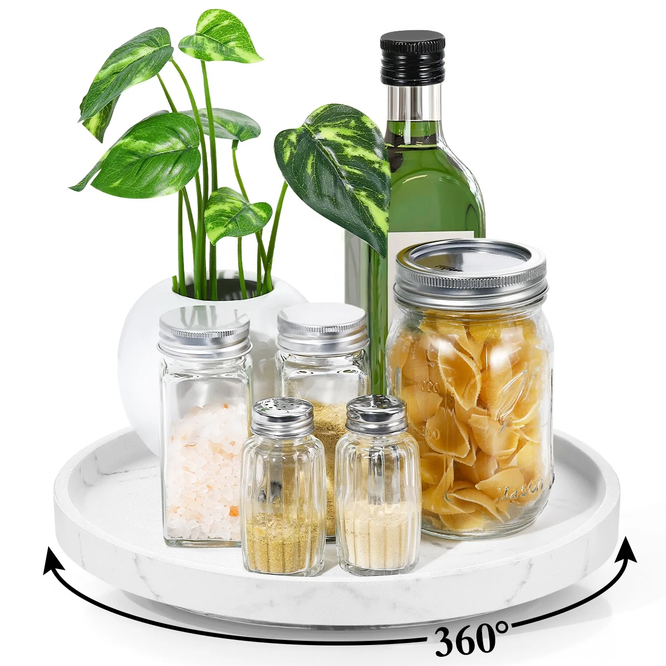 Custom Rotating Turntable Lazy Susan Decorative Storage Cosmetic Organizer Jewelry Dish Organizer White Resin Vanity Tray