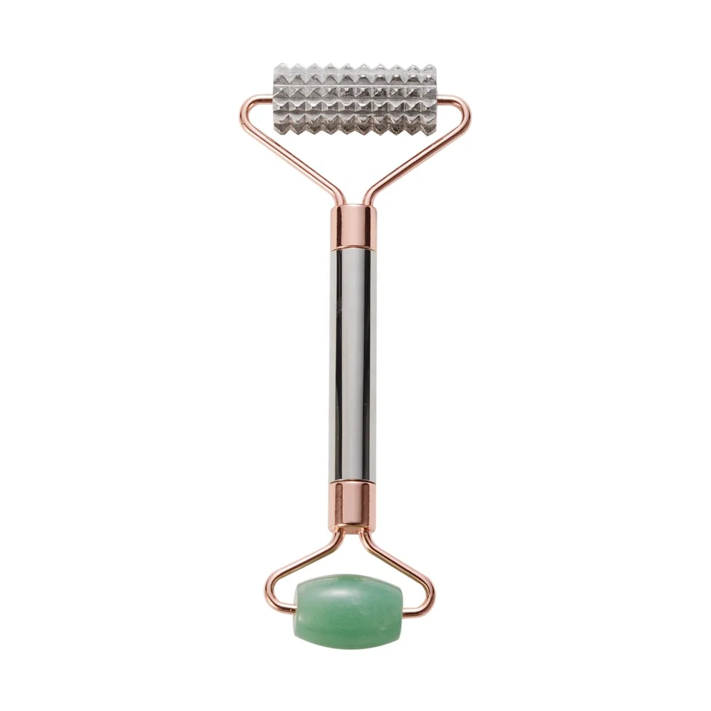 High Quality Anti Aging natural Jade Roller With metal Needles  spiked body Massage Roller For Face Slimming