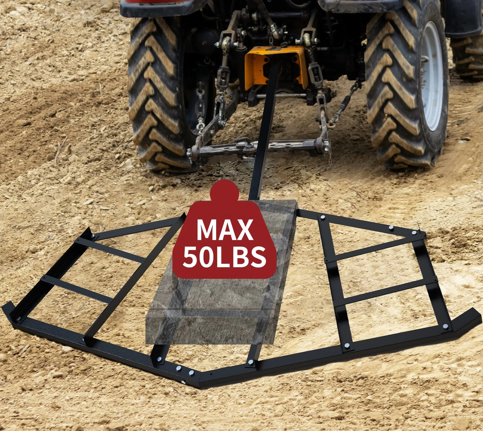 Tow Behind Drag Harrow Driveway Grader Compatible with ATV UTV Garden Lawn Tractor Adjustable Center Bars