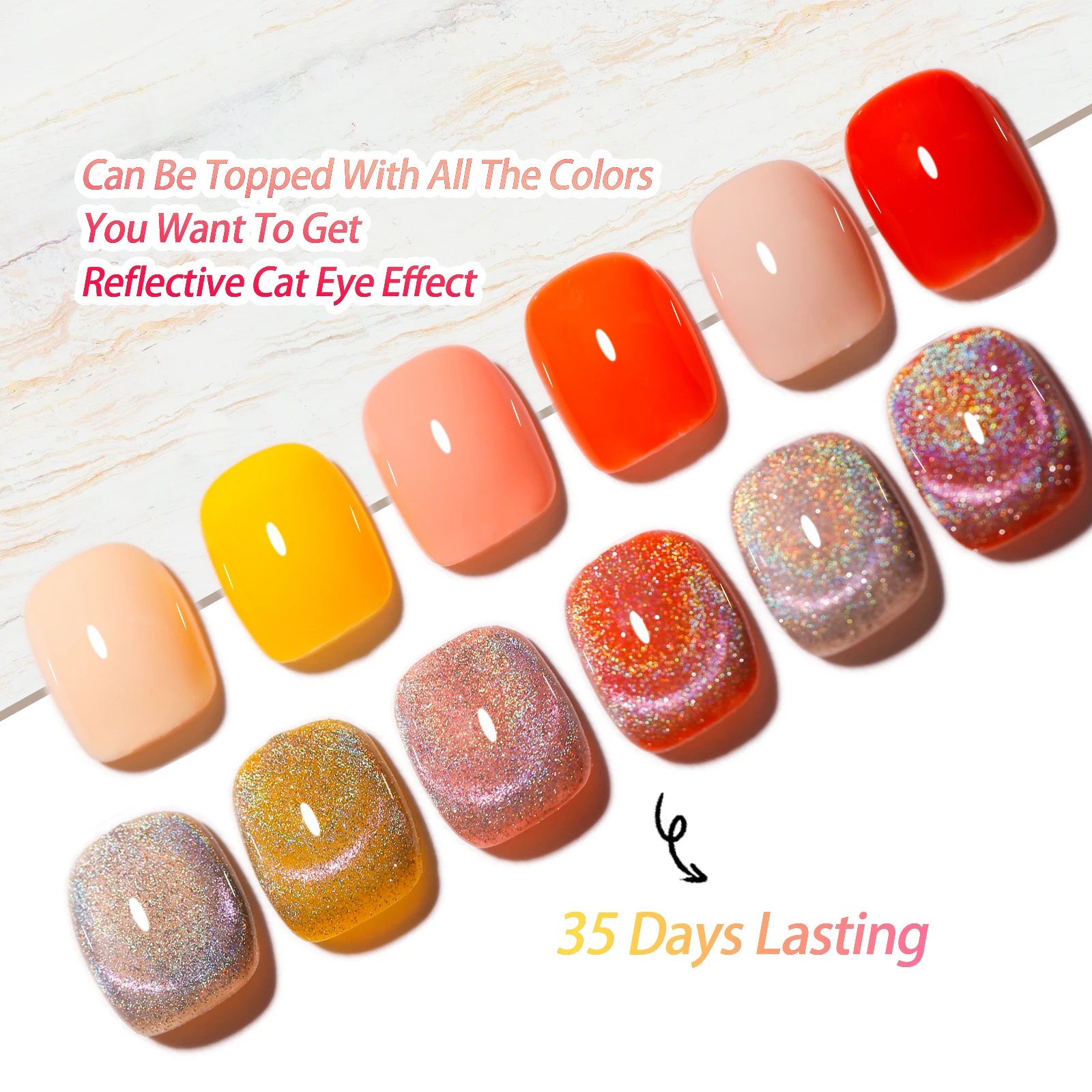 Vendeeni New Trendy Private Label Reflective Holographic Cat Eye Gel  Flashing Rainbow Laser Cat Eye Gel Top Coat