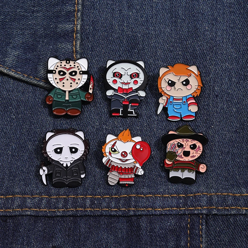 Cute But Creepy Enamel Pins Custom halloween Dagger Animals Badges Cartoon Animal Jewelry Gift for Kids Friends