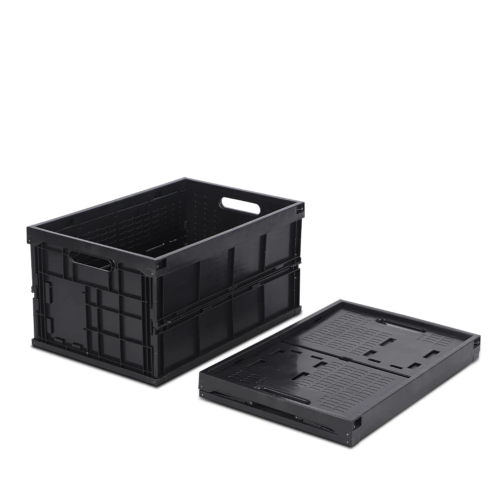 medium Storage Vegetables Fruit Sea Food Stackable Plastic basket crate soild black color
