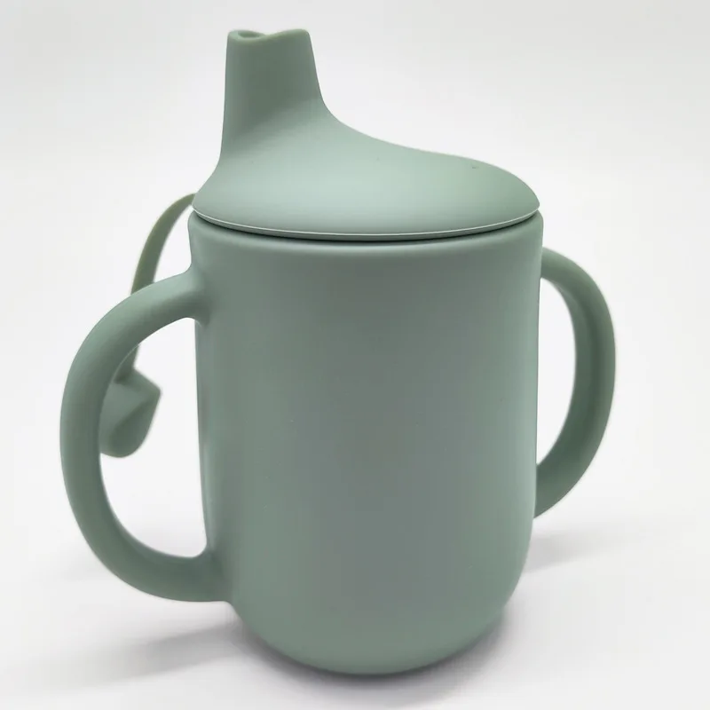 Hot selling 200ml Duck Beak Cup Silicone Baby Straw Cup with Handle