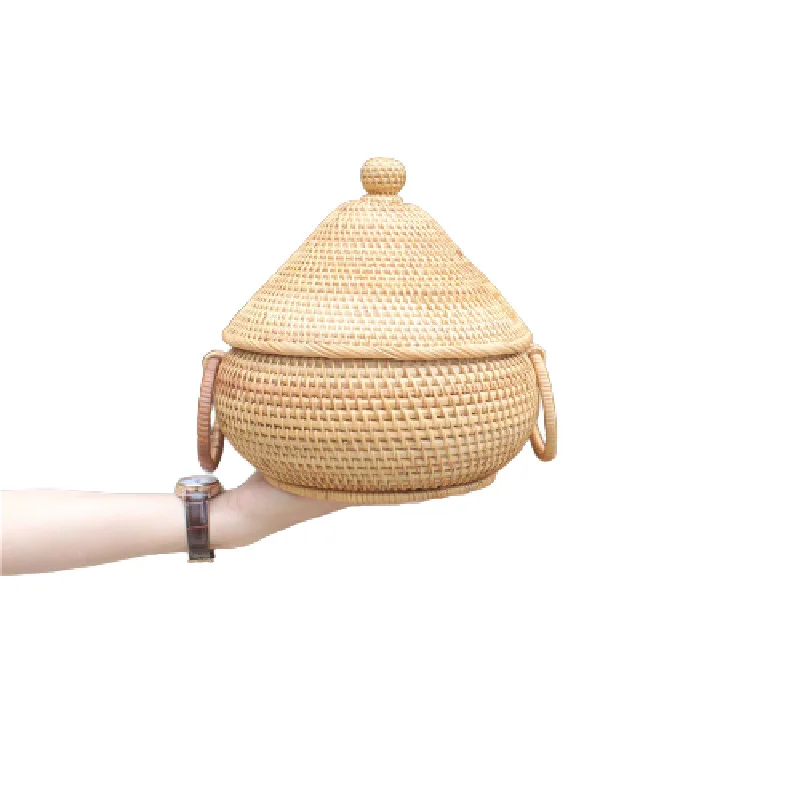 Hot Sale Autumn Rattan Tea Pot Spire Loose Tea Storage Box Household Tea Box Pastoral Style Personalized Snack Box