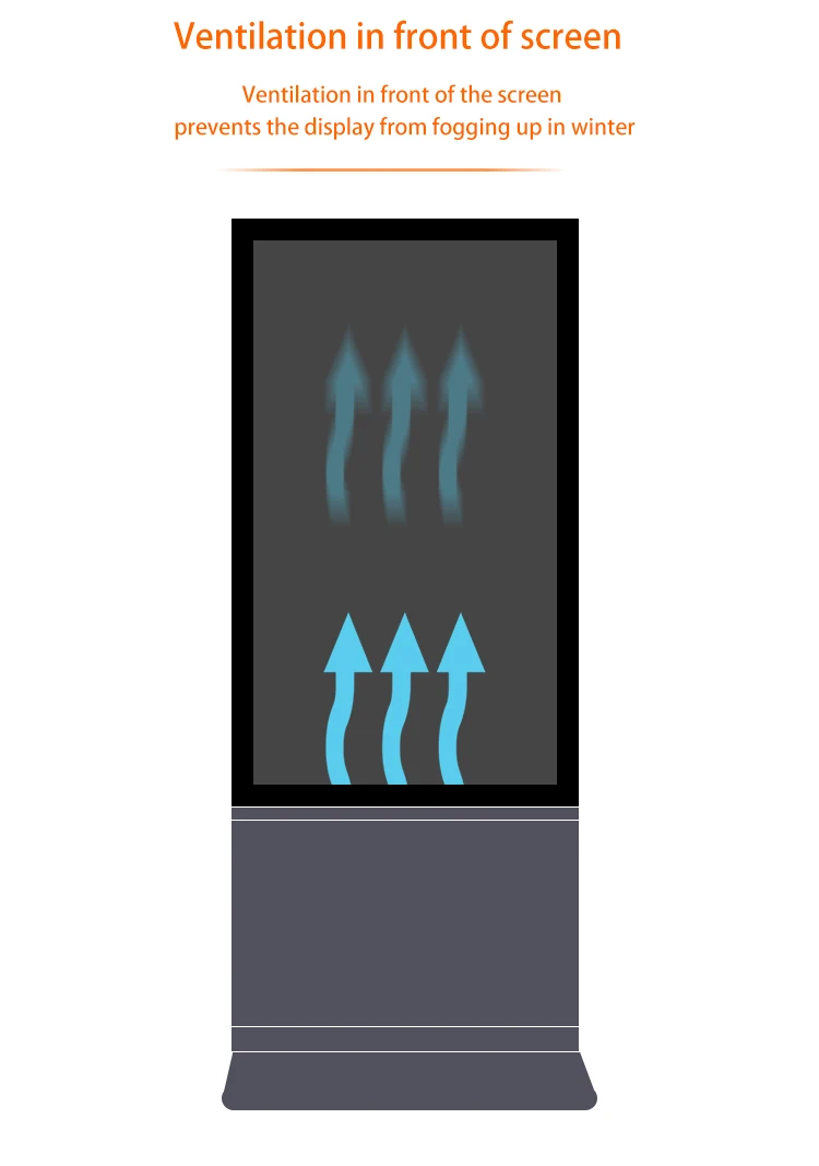 Outdoor vertical standing digital signage IP65 waterproof advertising machine ultra-thin design 10cm advertising display