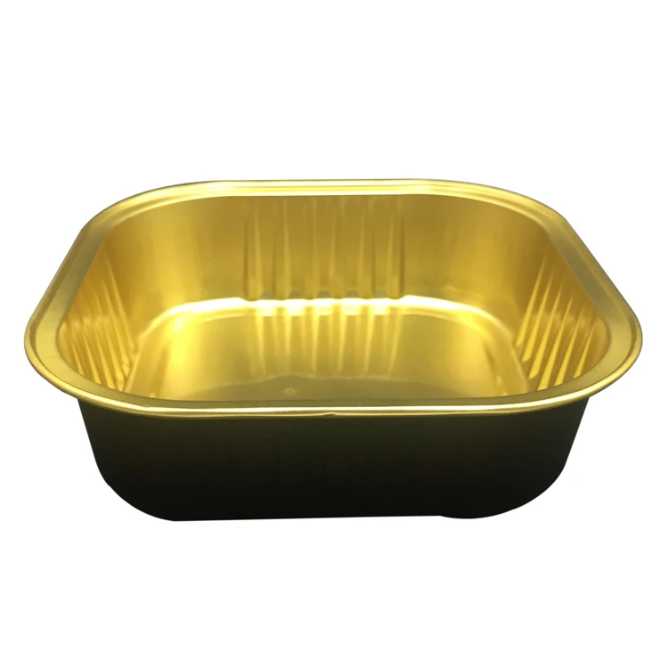 
220ml Square golden resuble aluminum foil cups for muffin cupcake baking with domn lids 