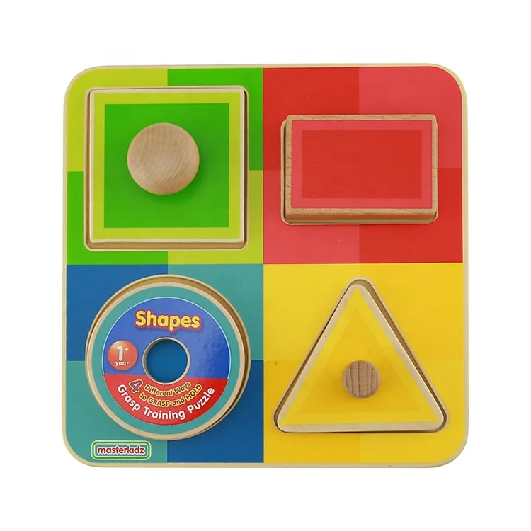Wholesale Children Wooden Puzzles Graping Training Puzzles Shapes and Colors Knob Puzzles