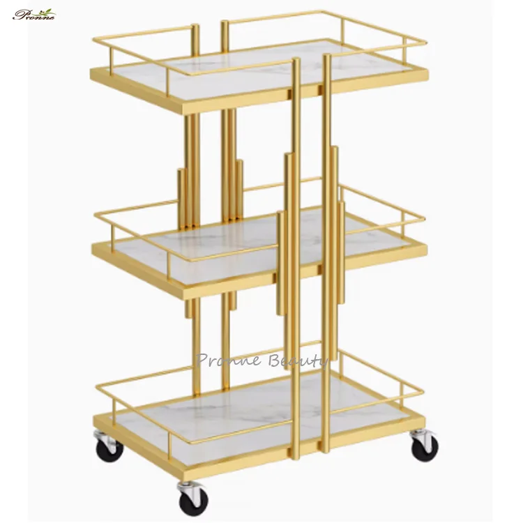Luxury Iron Art Salon Trolleys Manicure Mobile Tool Trolley Modern Salon Furniture Simple Home Multi-layer Storage Rack