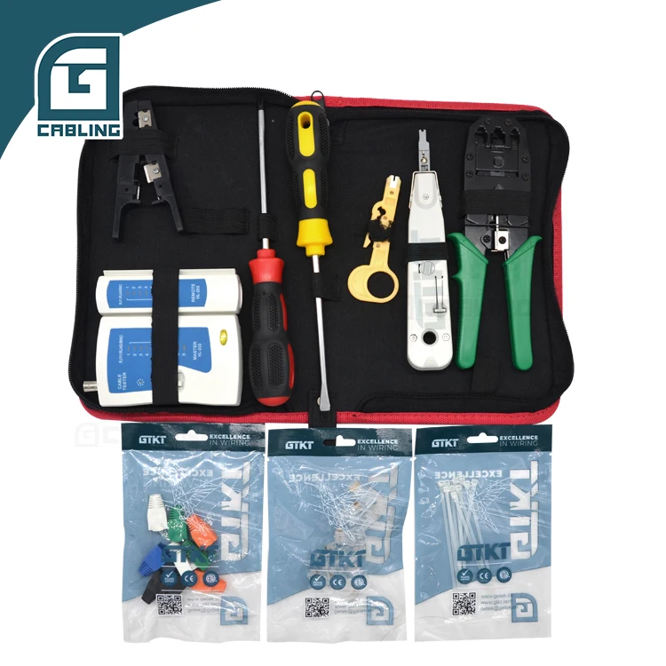 Gcabling computer repair tool kit crimp tool RJ45 hand lan cable tester krone insertion wire stripping network tool kit