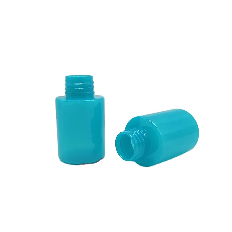 Cosmetic Custom 60ml Blue Flat Shoulder Pet Empty Serum Plastic Bottle