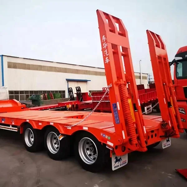 Factory directly sales trailer second hand brand new 50 tons 3 axles low flat semi trailer  for sale