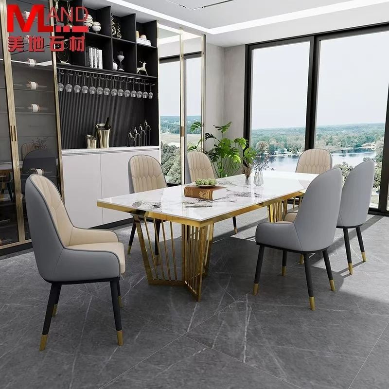 Studio direct sales natural jade green white luxury stone dining table conference table high-end marble long table