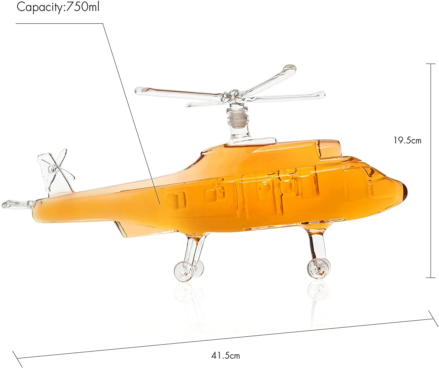 Handmade Airplane Shaped Glass Whiskey Bottle 750ml Glass Wine Decanter