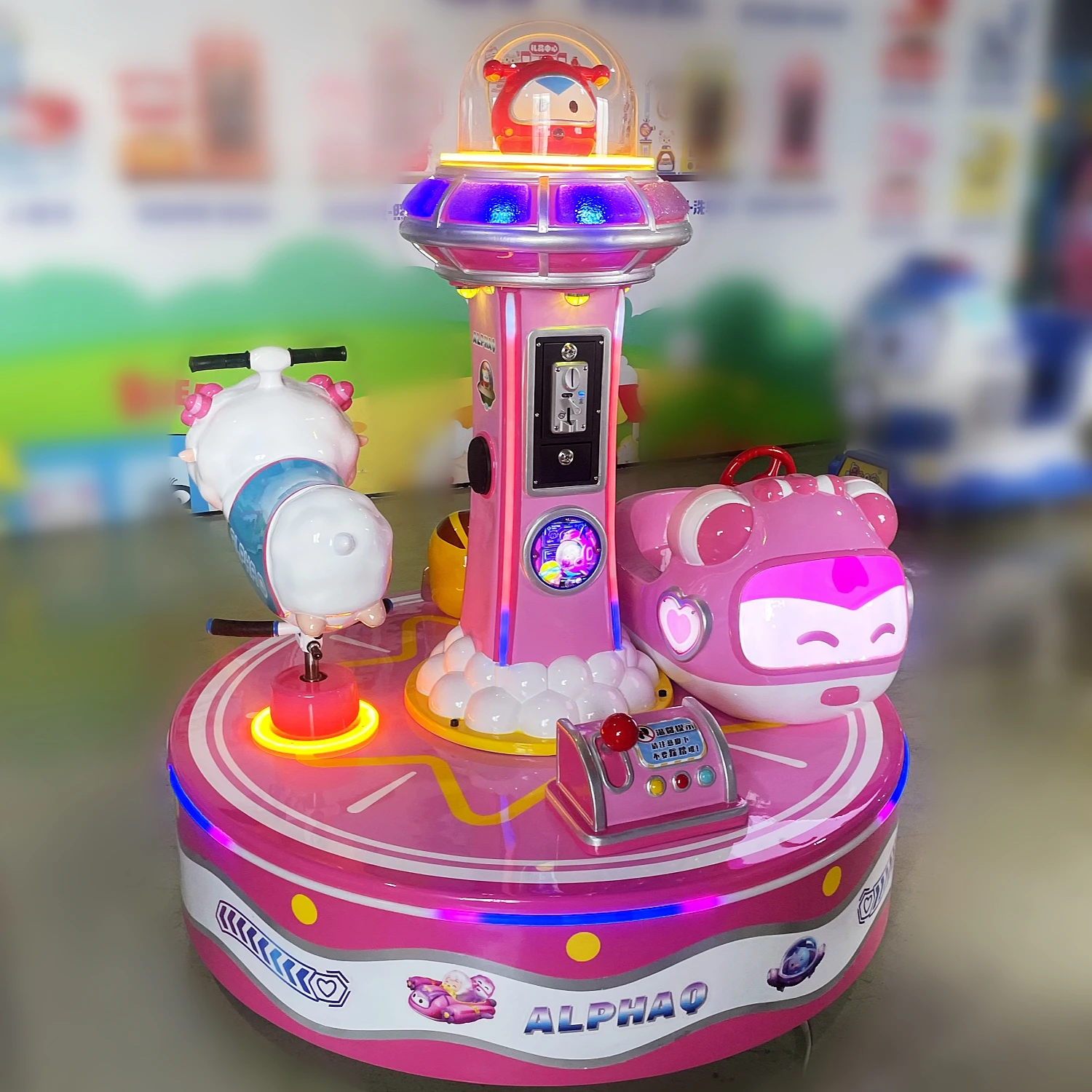 Shopping Mall Coin Operated Kiddie Rides Toy Gaming Machine 2 Seater Merry Go Round Mini Kids Carousel For Sale