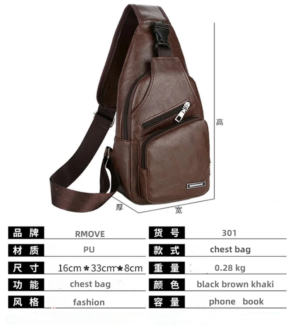 Wholesale Waterproof Anti Theft Chest Bag Usb Single Shoulder Crossbody Bag Sling Bags For Men with Usb Charger