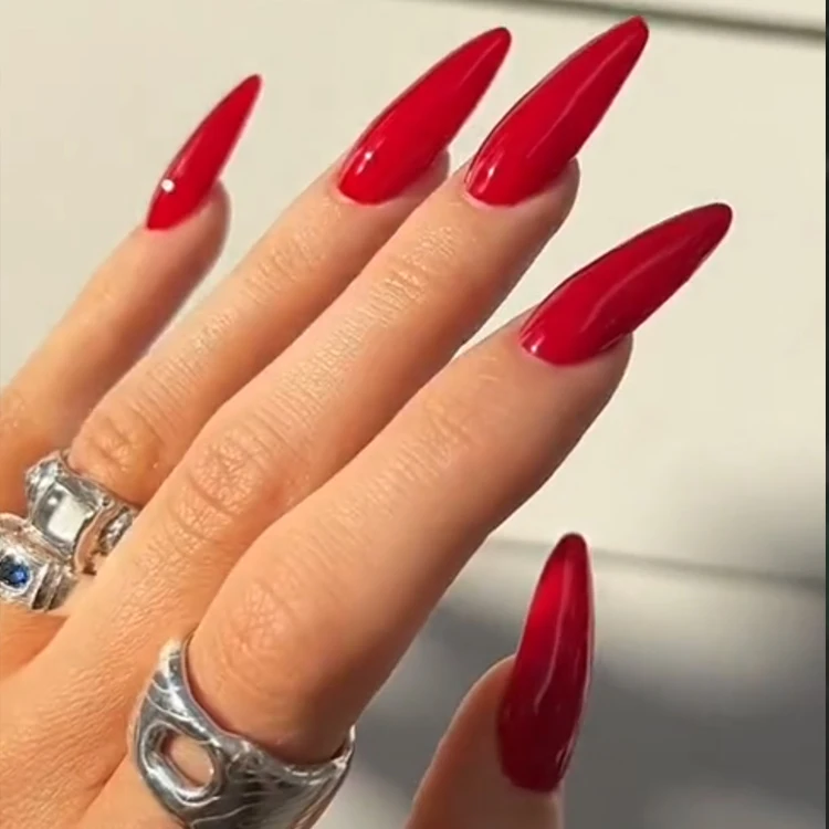 New trend shiny acrylic nails wholesale long coffin acrylic press on nails