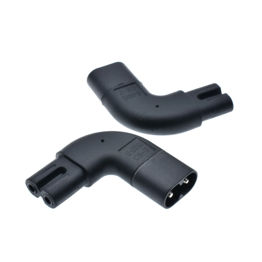 IEC320 C7 to C8 Right Angle AC Adapter, IEC 320 C7-C8 90 Degree Vertical Left Right Angle Power Adapter, Figure 8 Male to Female