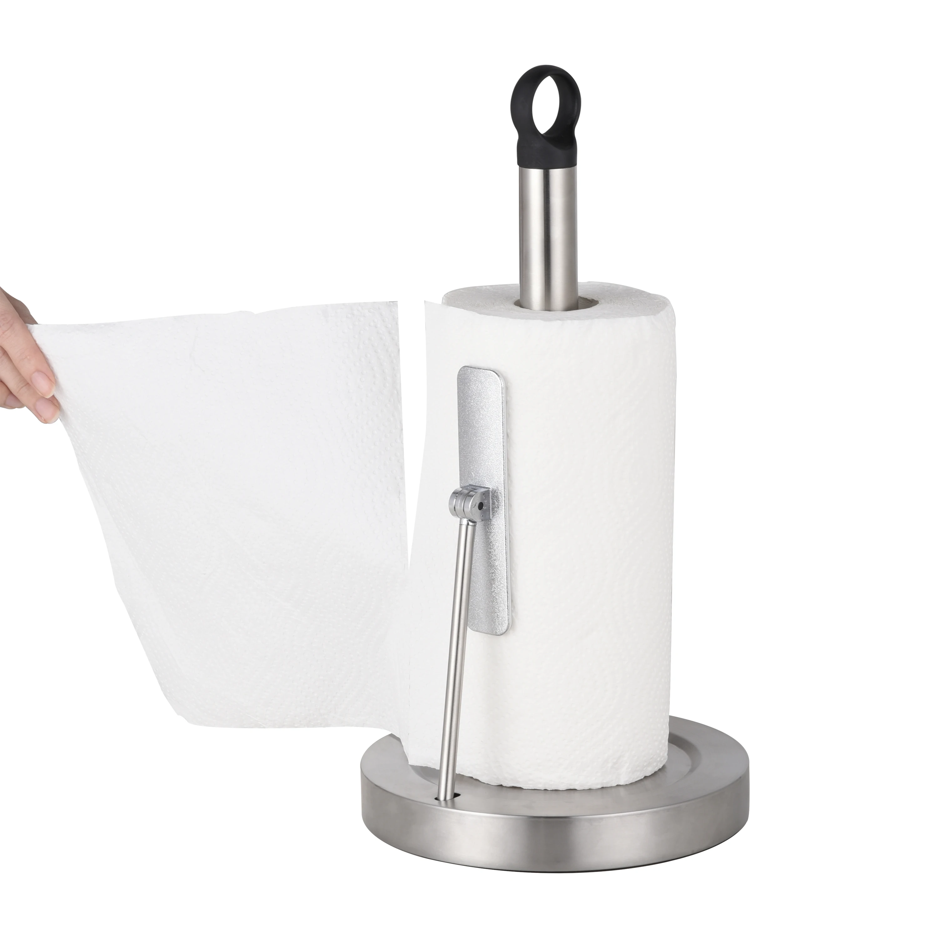 High Quality  Countertop Stainless Steel  Modern Kitchen Paper Holder Stand With Arm