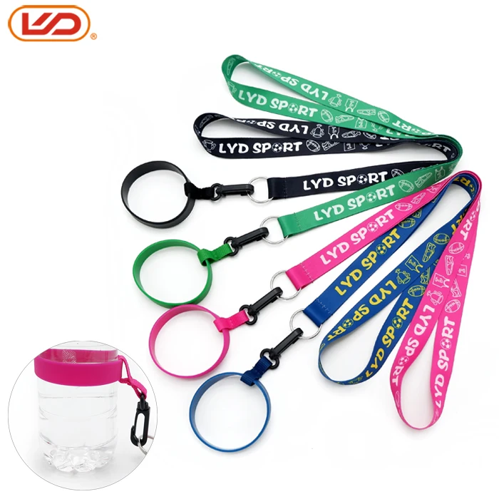 Promotion neck strap lanyard with plastic drink cup bottle silicon holder for mineral water