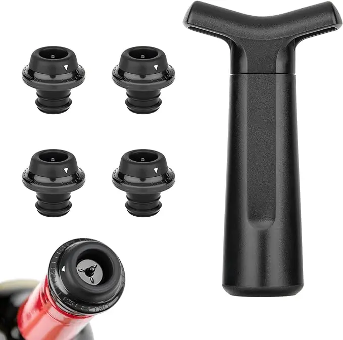 Set Reusable Wine Bottle Stopper Built-in Vacuum Wine Saver Food-safe Silicone Caps for Wine Fresh