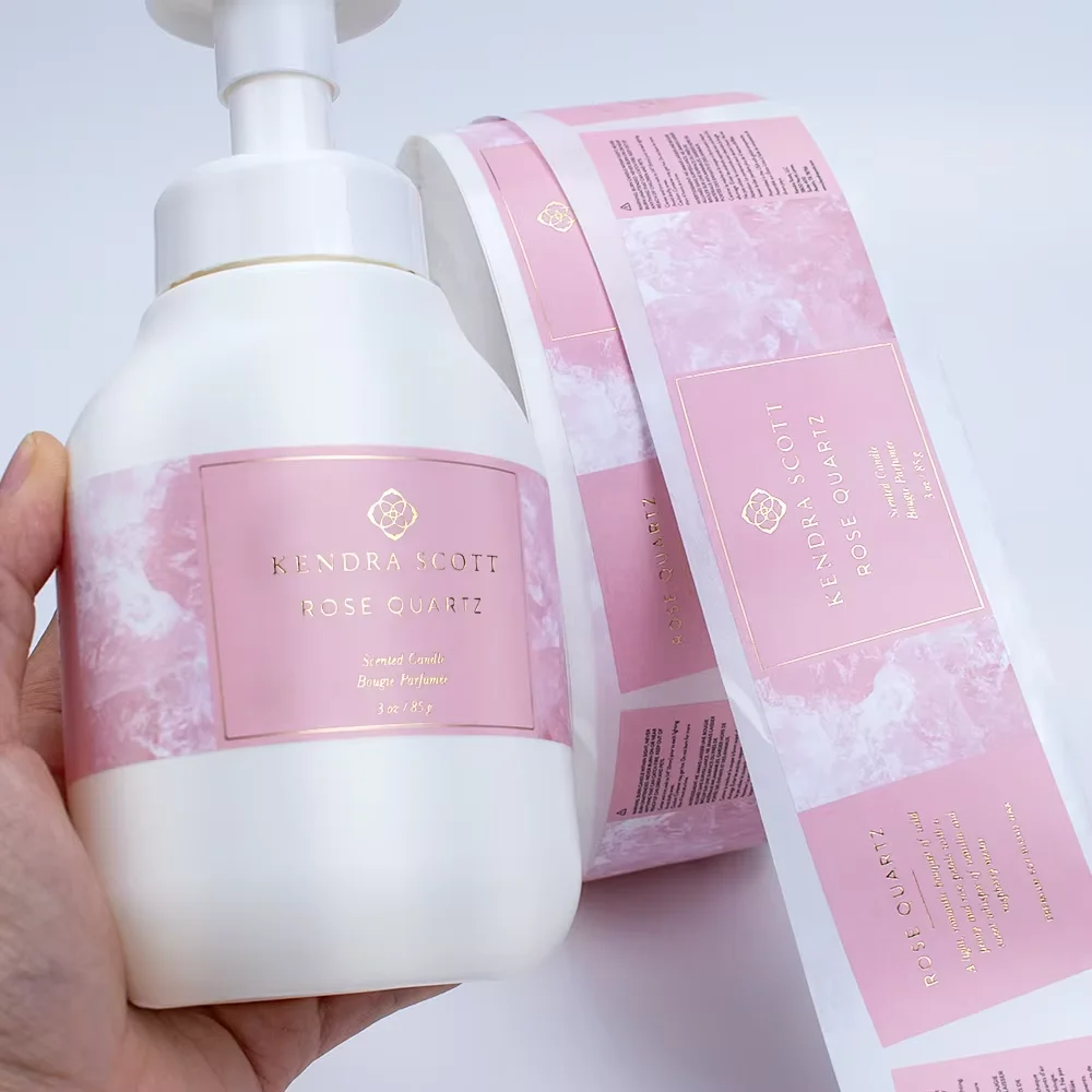 Customization Custom Private Brand Gold Foil Labels For Cosmetic And Skincare White Waterproof Label Sticker 9