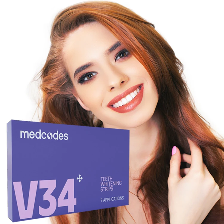 Medcods Private Label 7 мешков фиолетовая полоска для зубов отбеливание V34 цветовой корректор Отбеливание полоски