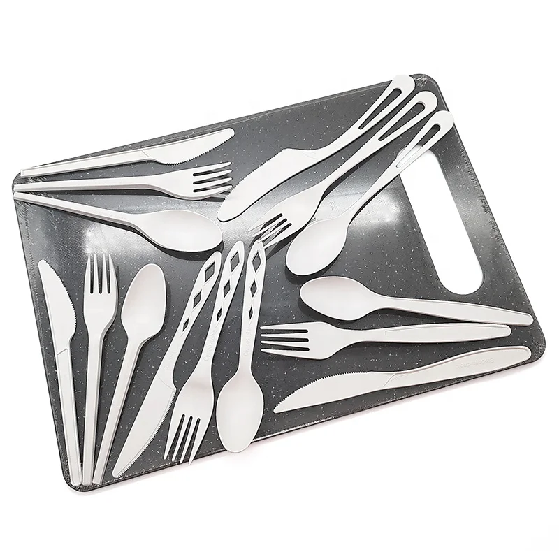 Compostable Disposable CPLA Plastic Cutlery Set Knifes Forks Spoons