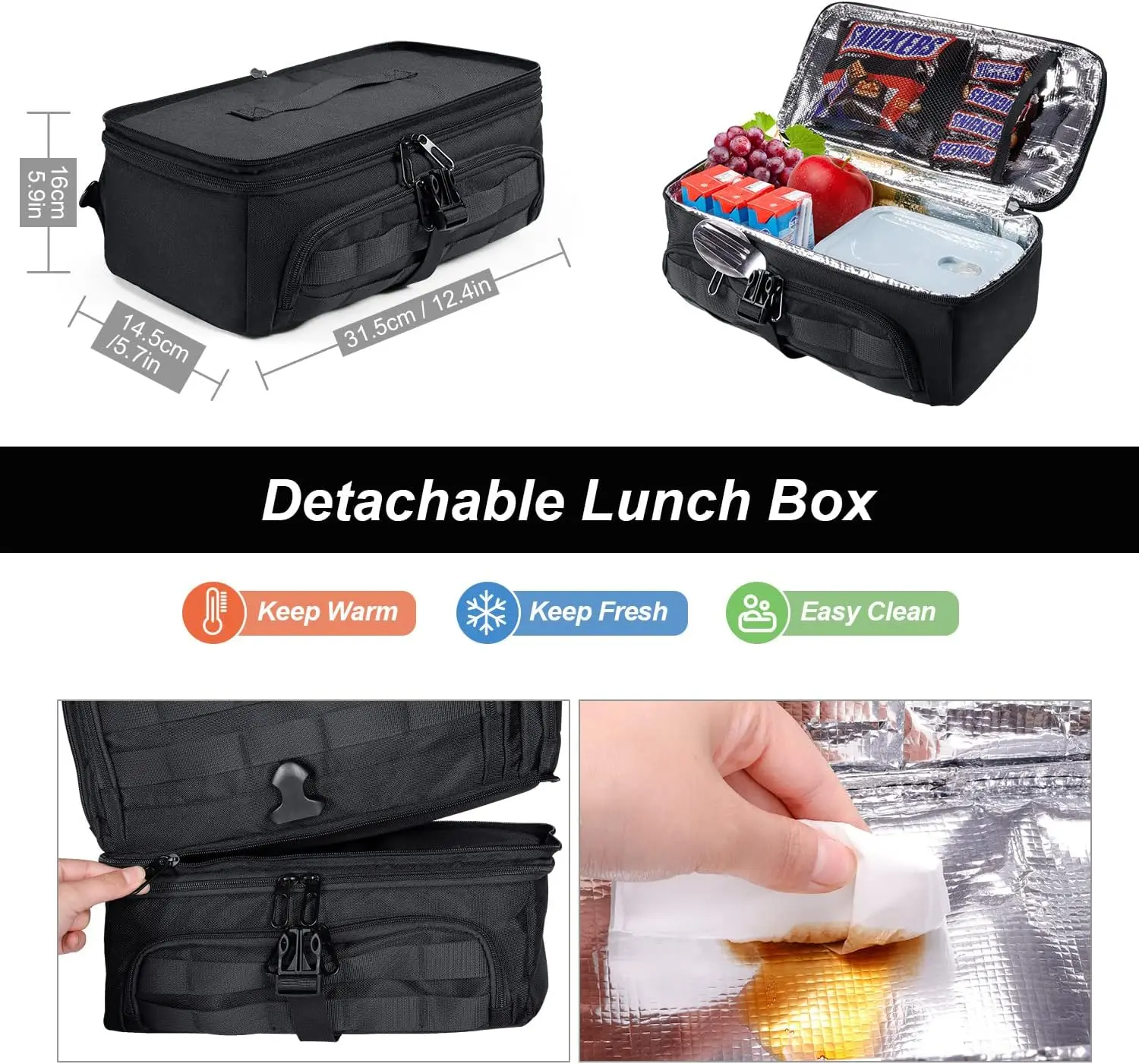 Custom Tactical Meal Prep Backpack Fitness Insulated Lunch Backpack Lunch Rucksack with Molle Heavy Duty Hydration Backpack