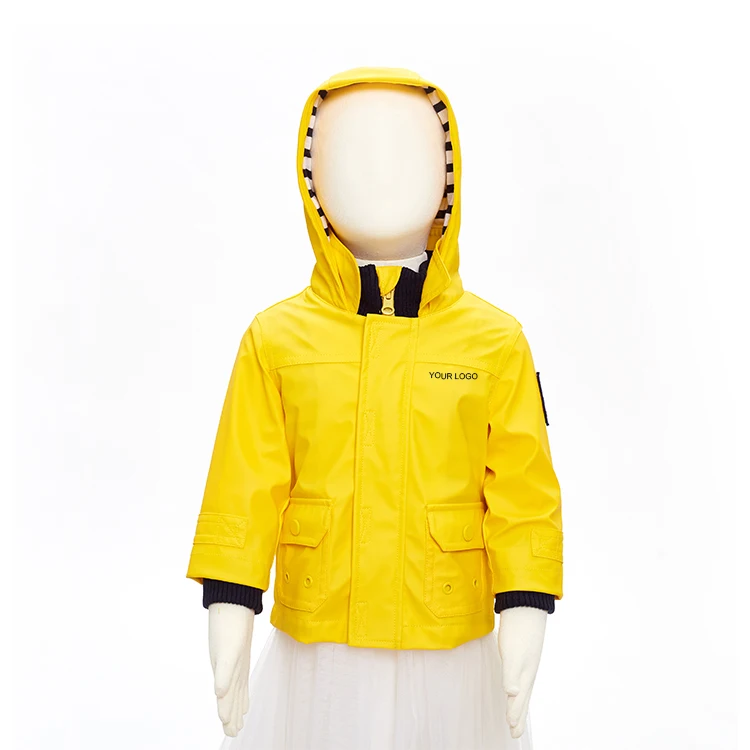 High quality chidren wear clothing pu material kids rain jacket for