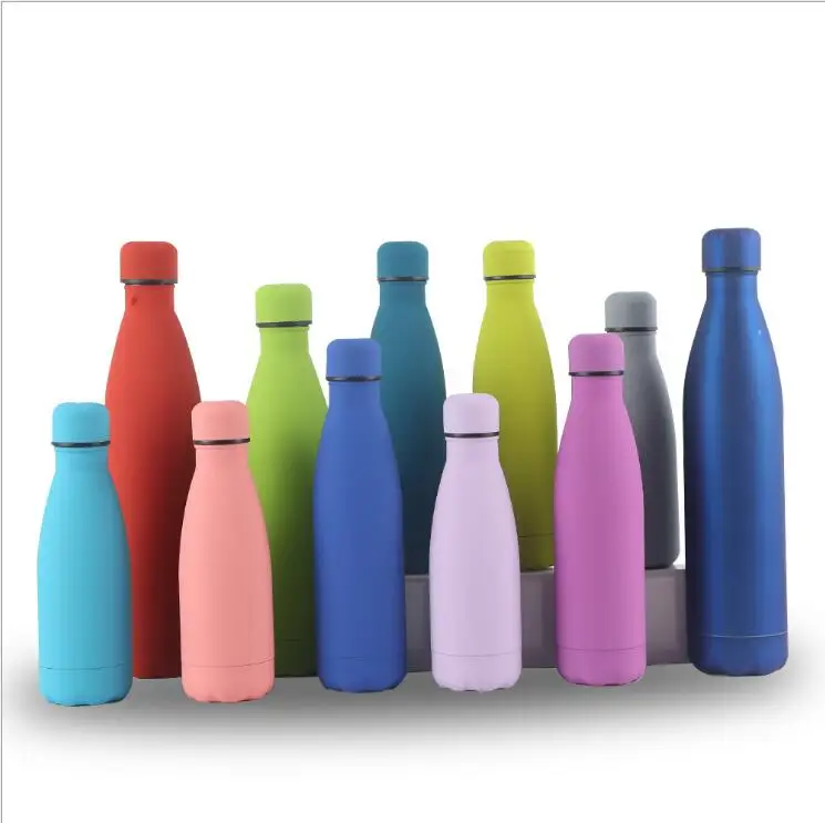 Custom Logo Cartoon Pattern Outdoor Mug 24oz 750ML Rubber Paint Coke Bottle Stainless Steel Thermos Cup Sports Water