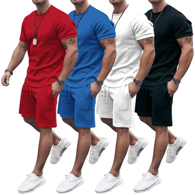 New Arrivals Summer 100% Cotton T Shirt Jogging Gym Tracksuit T Shirt and Shorts Set Short Set Custom Unisex Crew Neck Two Piece