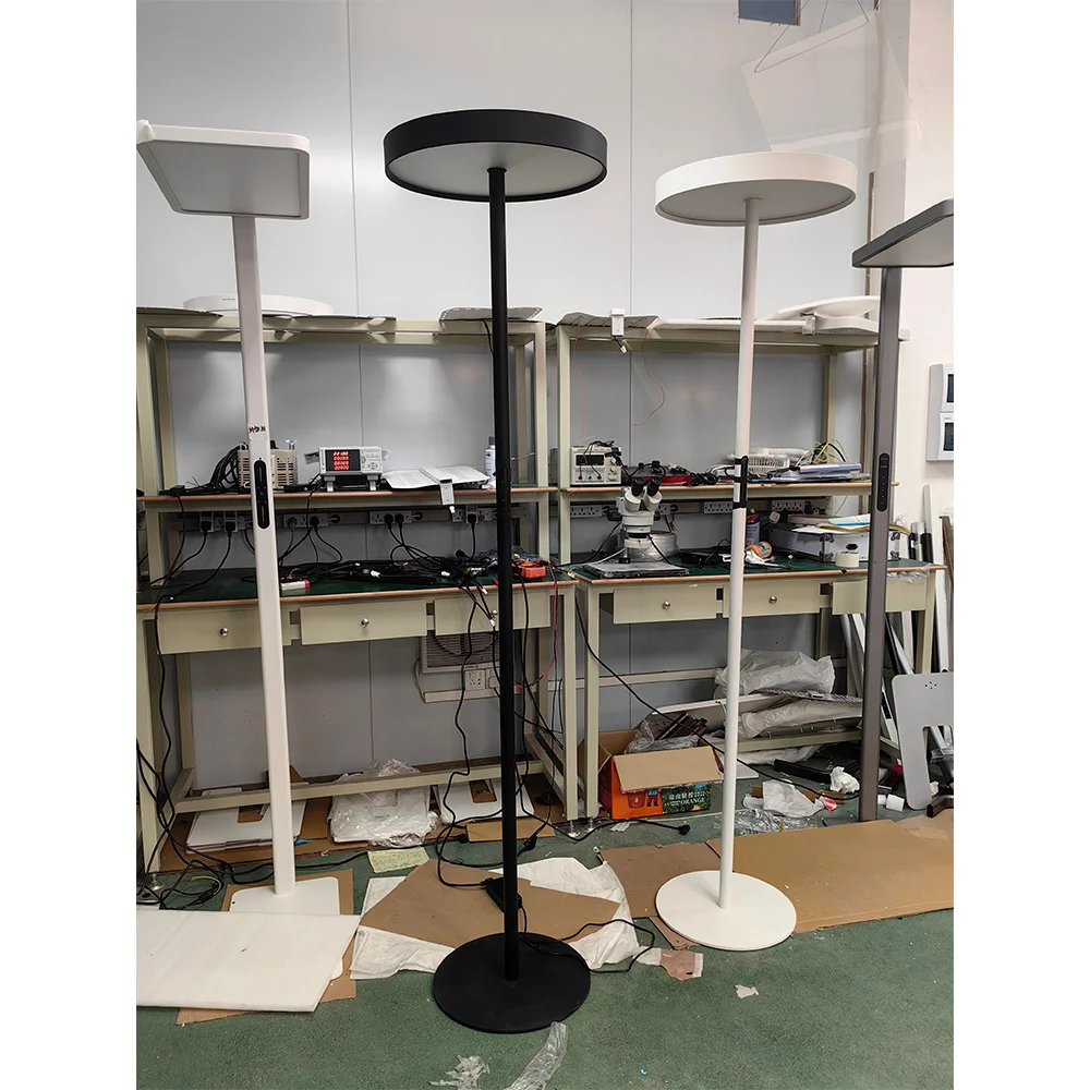 Modern Design LED Floor Lamps with Light Sensor Standalone Aluminum Body Touch Screen Knob Dimmer No Flicker for Bedrooms Hotels