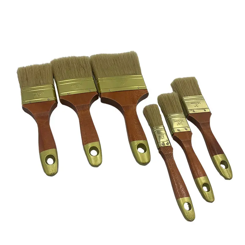 Higher Quality Pig Bristle Red Wood Handle Brush Set Hair Wooden Synthetic Filament Wall Toolsbristle Painting Brush Set