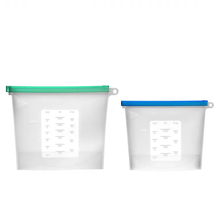 1000/1500ML Wholesale Vegetable fruit Freezer Airtight Seal Fresh reusable silicone food storage bag