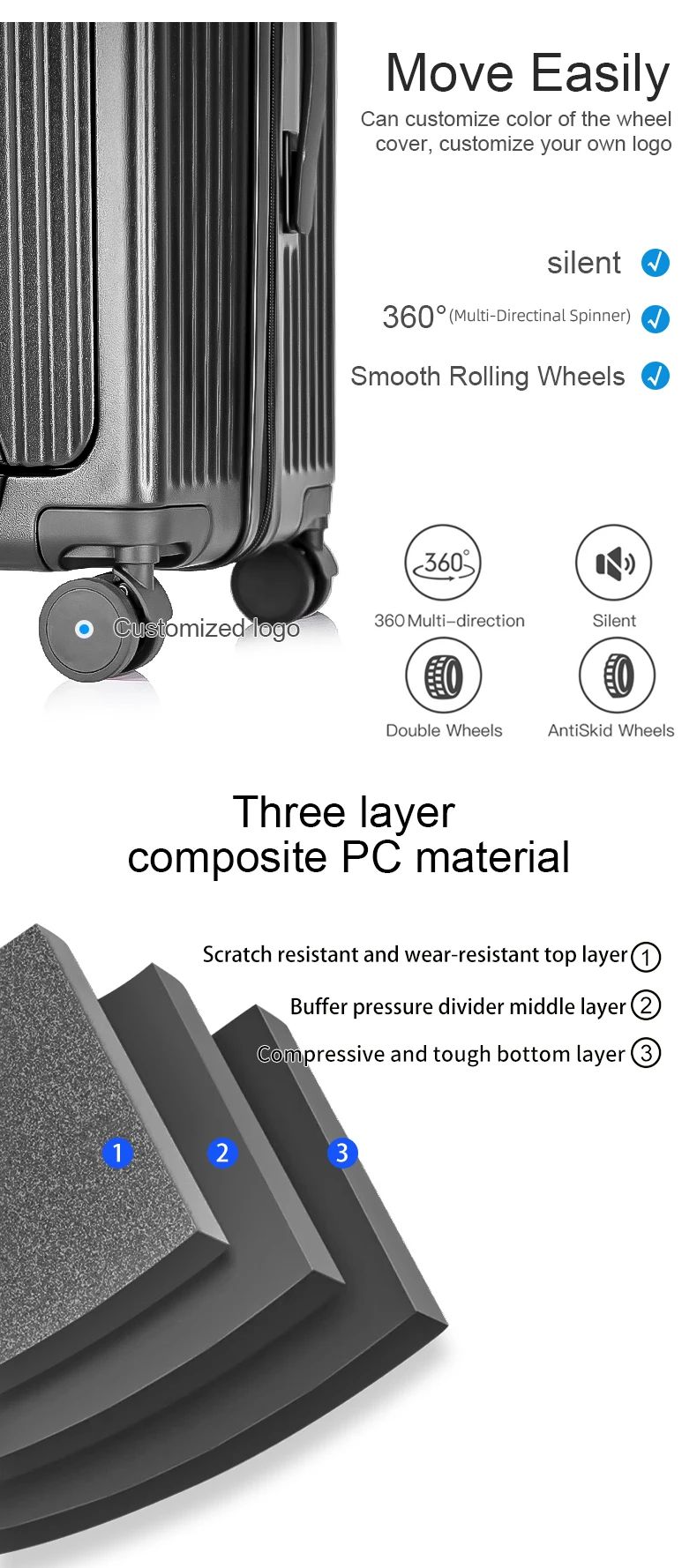 Wholesale Multifunction PC Aluminum Frame Front Open Luggage with Laptop Cup Holder USB Charging TSA Lock Suitcase Luggage