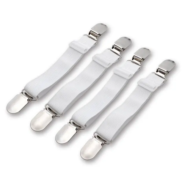 Wholesale amazon low moq 2 Pack 4 Pcs/Pack Bed Sheet Holder Grippers Straps Suspenders Elastic Fasteners Garter laundry products