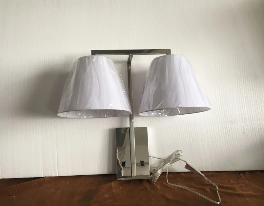 UL listed Hilton Hampton Inn Confident Hotel double Queen headboard Wall Mounted light bedside sconce wall lamp