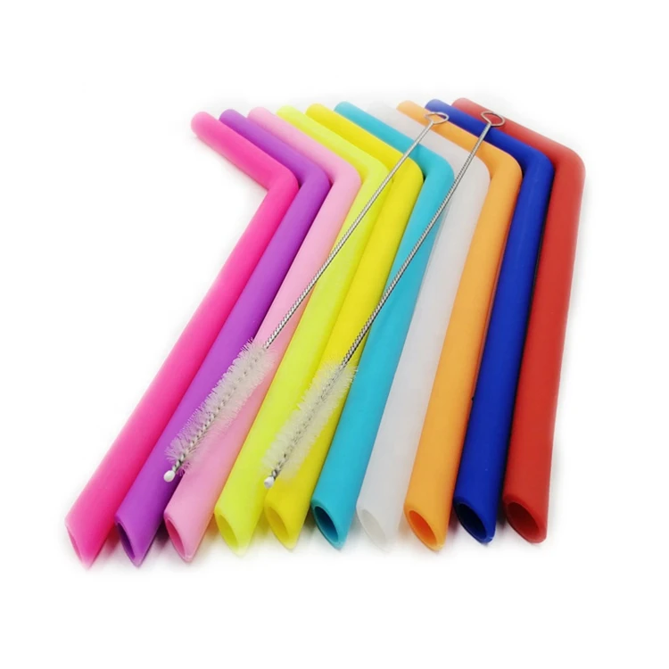
New Product Ideas 2021 Popular Tube Straws Silicone Resealable Reusable Easy Cleaning Travel Silicone Rubber Straws 