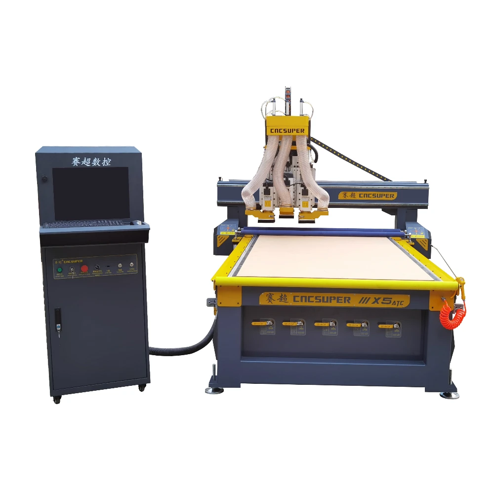 Пневматическая система управления Syntec, серводвигатель, три шпинделя, ЧПУ маршрутизатор 1325, автоматический инструмент, преобразователь