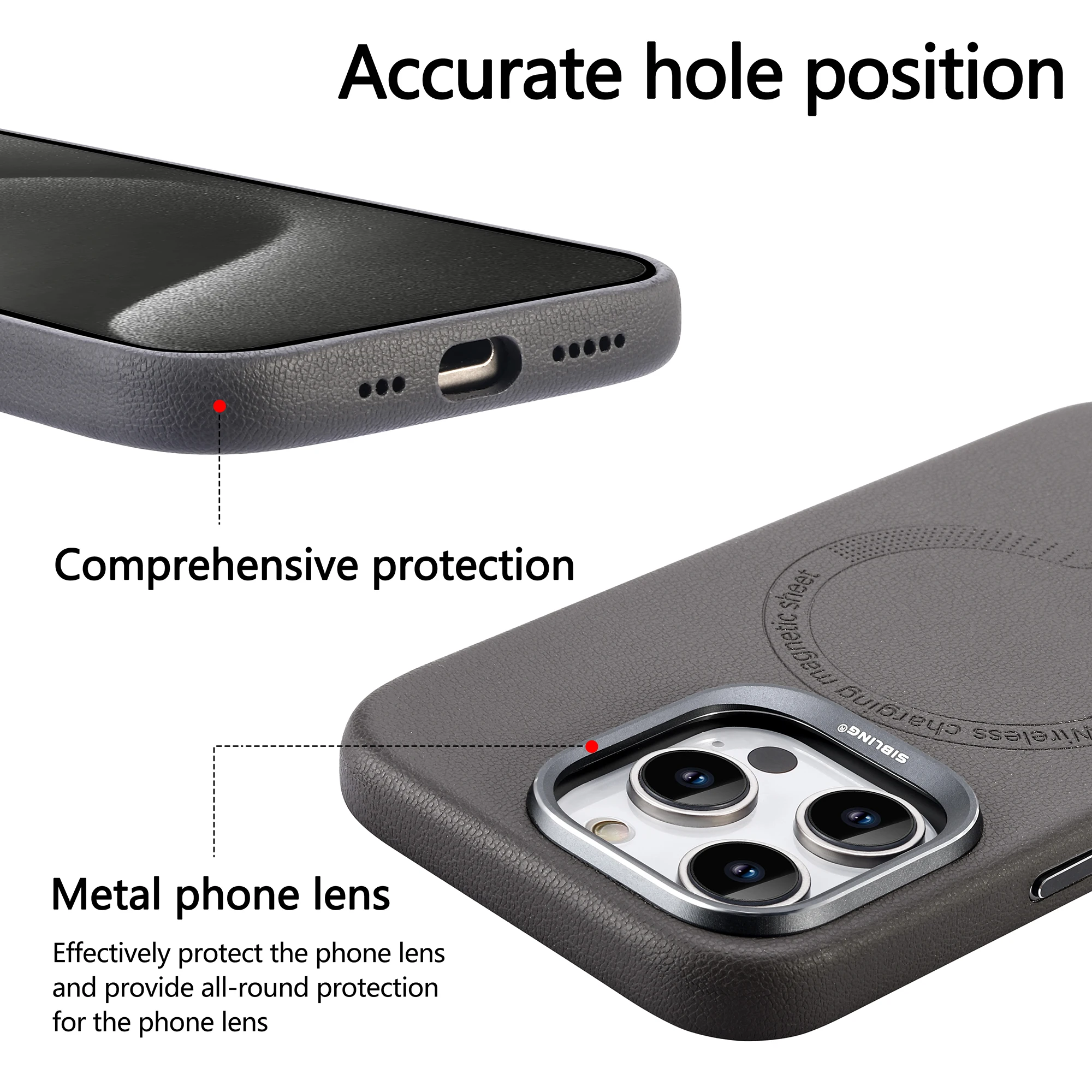 Pu Leather Magnetic Phone Case For IPhone 15 Pro Max 14 Plus Wireless Charging Business Metallic Polyurethane Cool Cover