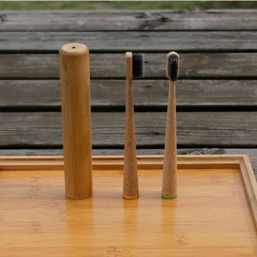 Unique cone handle bamboo toothbrushes