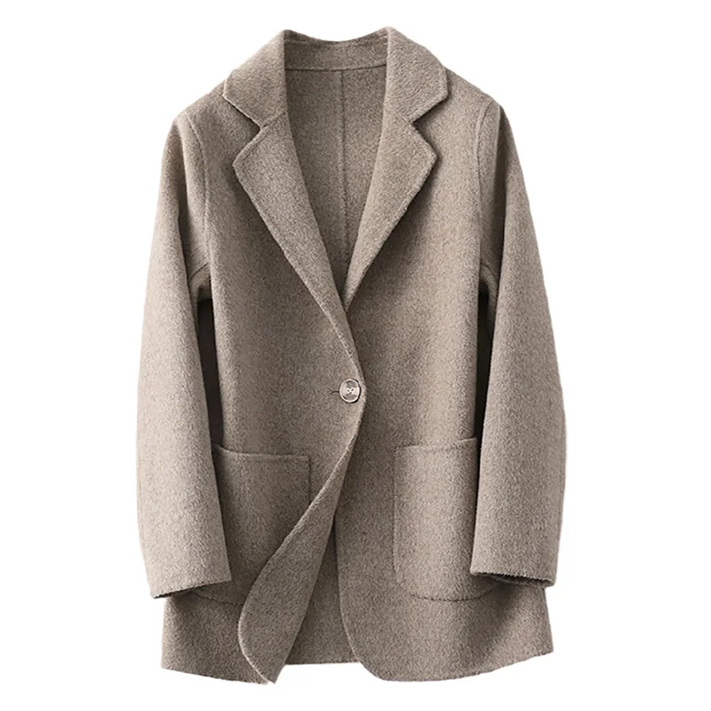 2023 Single Button Regular Length Wool Winter Coat Women Cashmere Coats