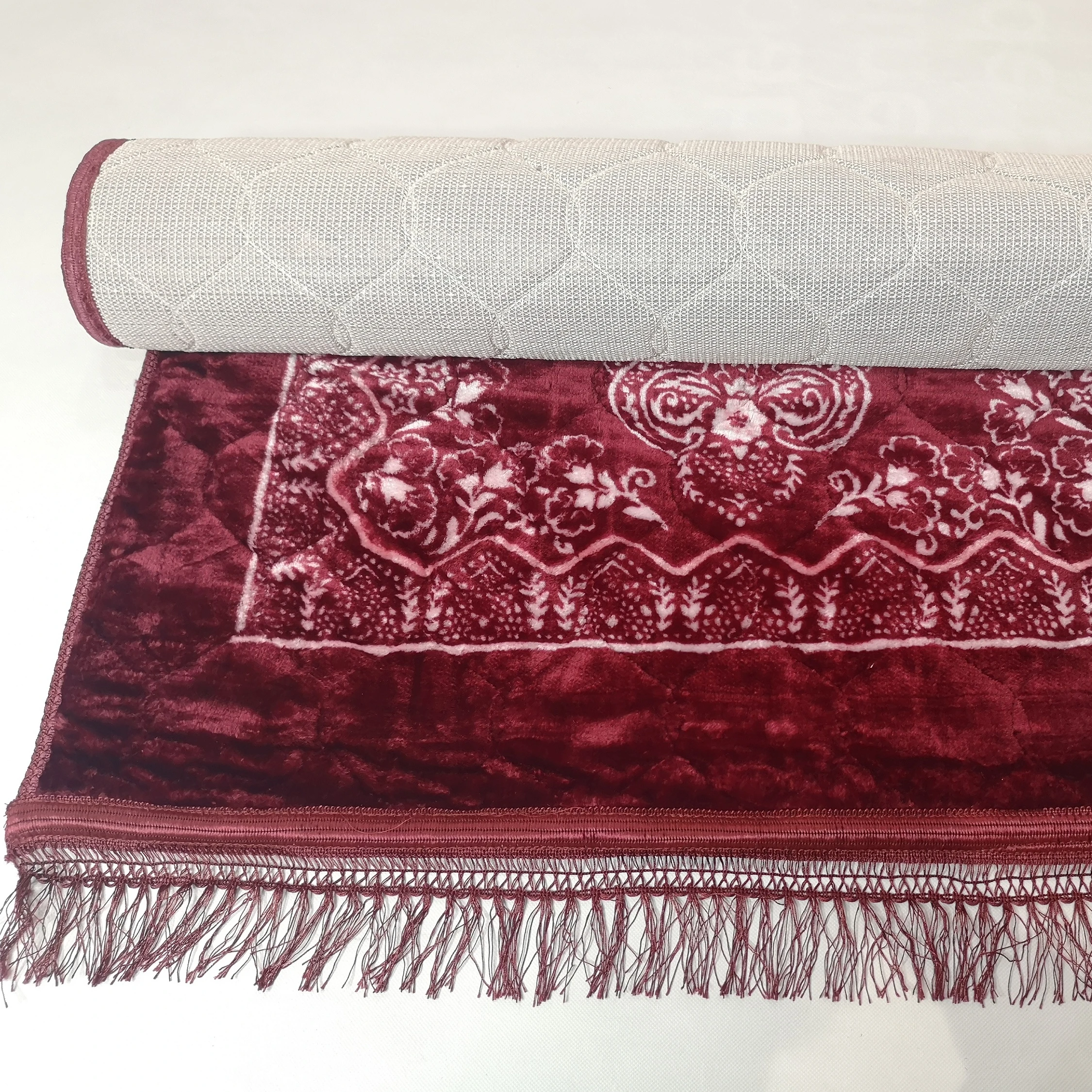 Holy Islamic Muslim Gift With Compass Mosque Travel Portable Religious Worship Blanket Pocket Prayer Mat