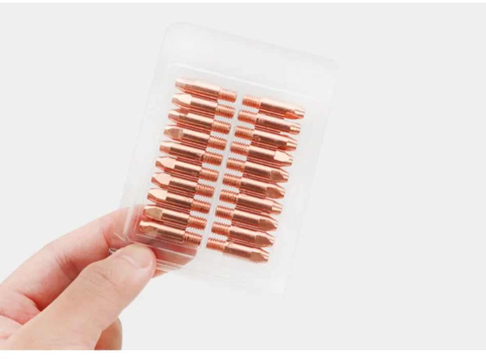 XYS High Quality M6*28*1.0 0.8 1.2  Copper Contact Tips cucrzr welding torch tip for Mig Co2 Welding Torch